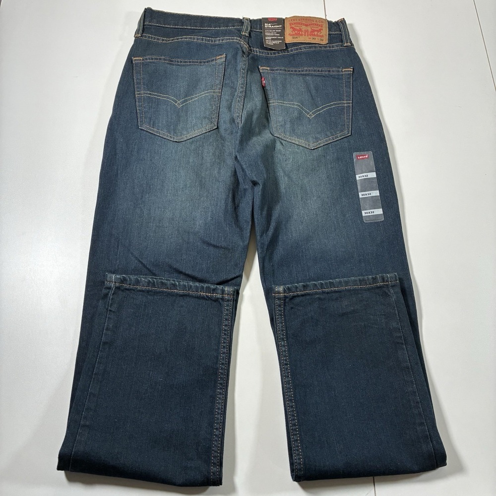 NEW Levi's 514 Jeans 30x32 Straight Blue Faded Whiskers Denim Cowboy USA NWT - Picture 5 of 7
